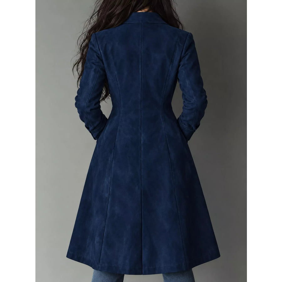 Elegant Slim-Fit Button Up Longline Coat Apparel and Accessories