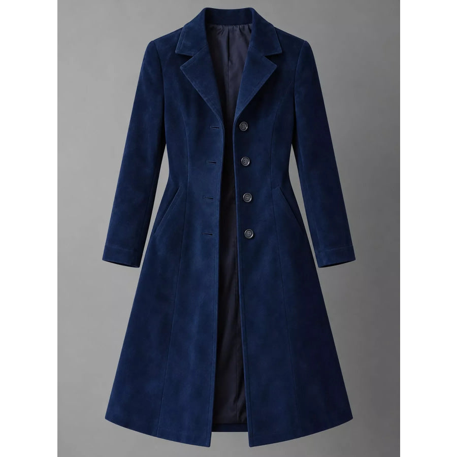 Elegant Slim-Fit Button Up Longline Coat Apparel and Accessories