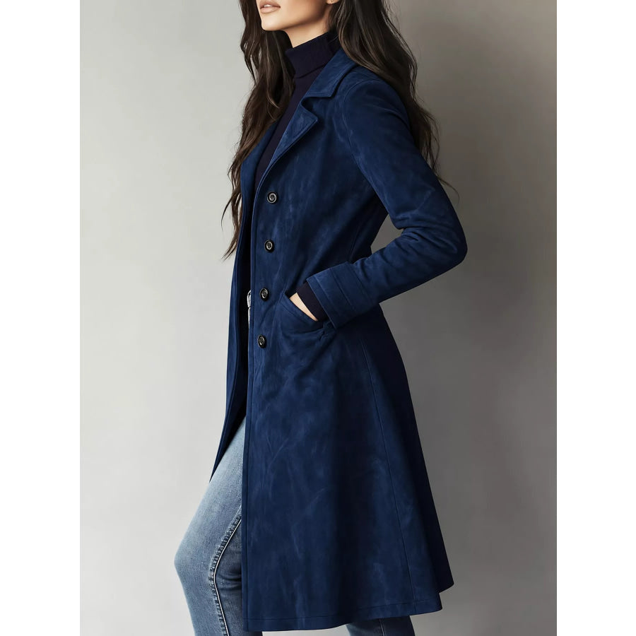 Elegant Slim-Fit Button Up Longline Coat Apparel and Accessories
