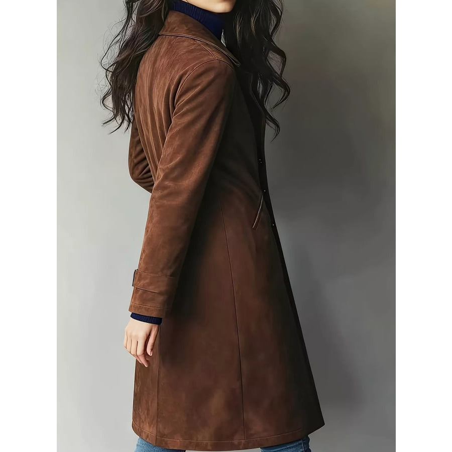 Elegant Slim-Fit Button Up Longline Coat Apparel and Accessories