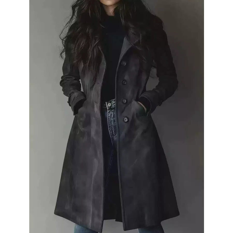Elegant Slim-Fit Button Up Longline Coat Gray / S Apparel and Accessories