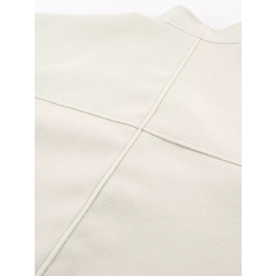 Elegant Stand Collar Open Front Outerwear Apparel and Accessories