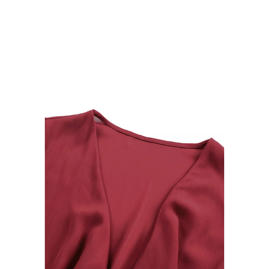 Elegant Tie-Front Ruffle Mini Dress with Smocked Wiast Apparel and Accessories