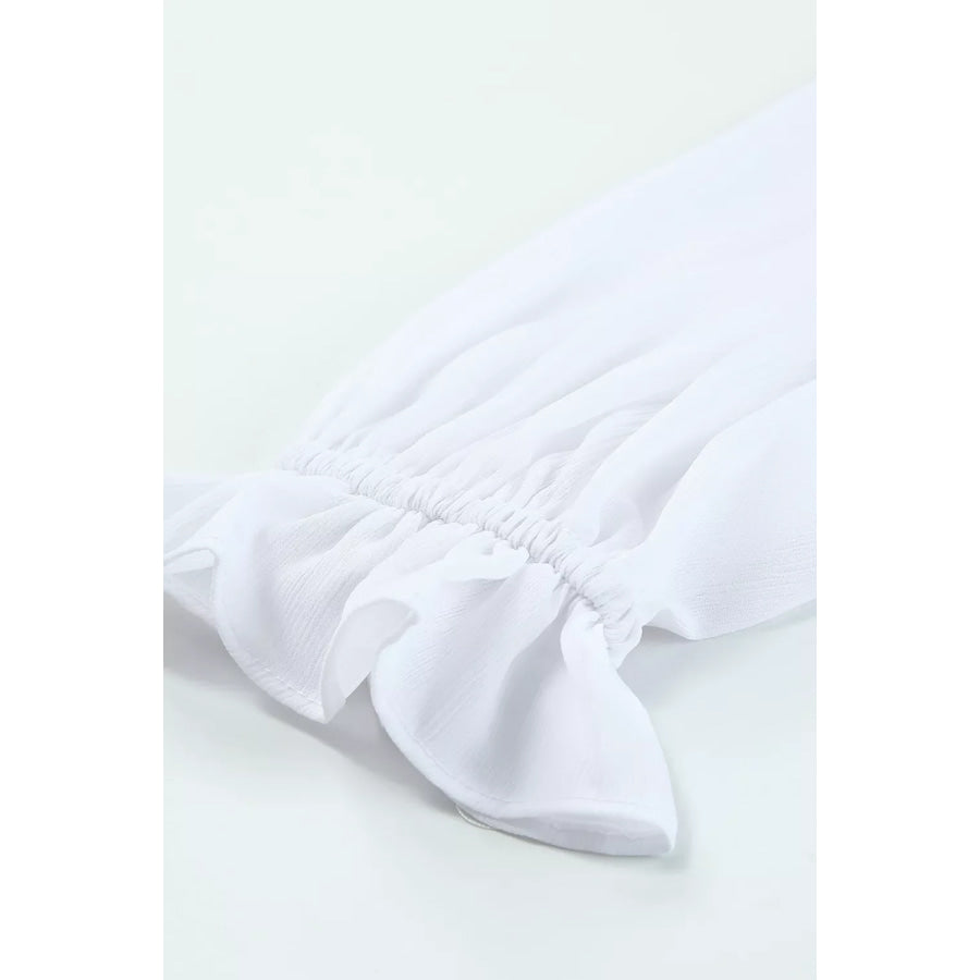 Elegant Tie-Front Ruffle Mini Dress with Smocked Wiast Apparel and Accessories