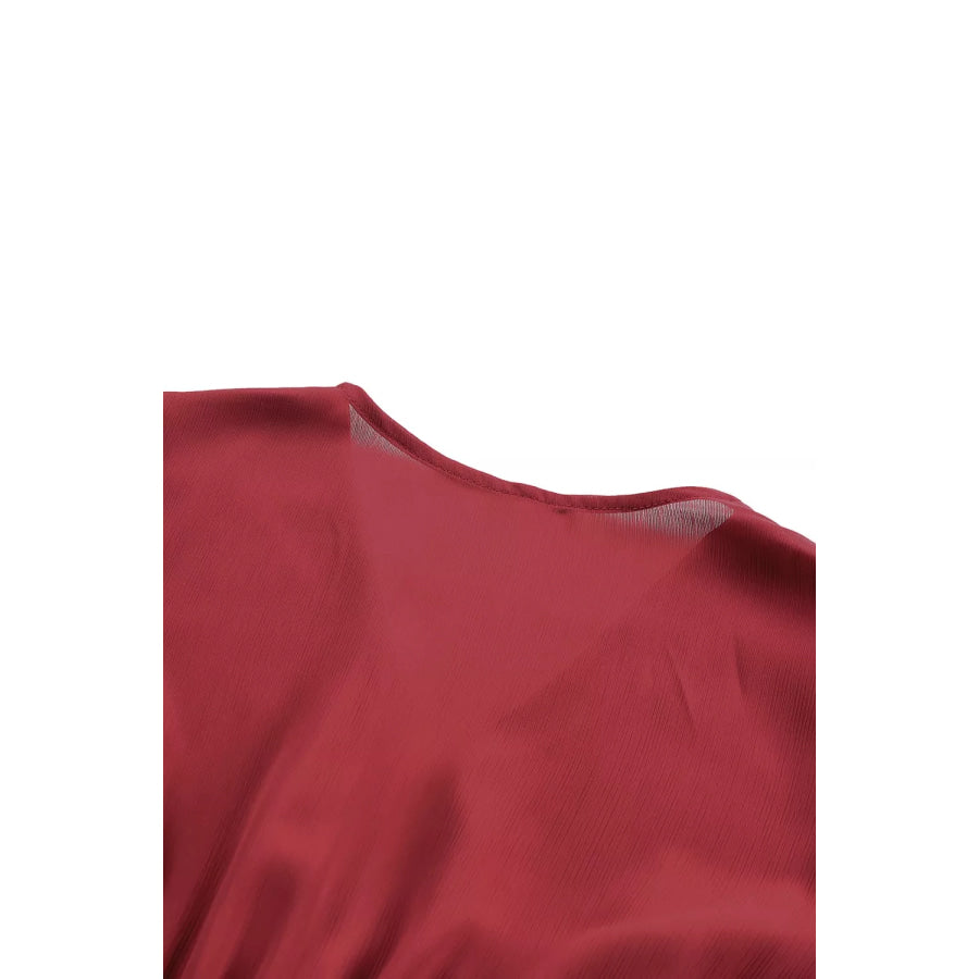 Elegant Tie-Front Ruffle Mini Dress with Smocked Wiast Apparel and Accessories