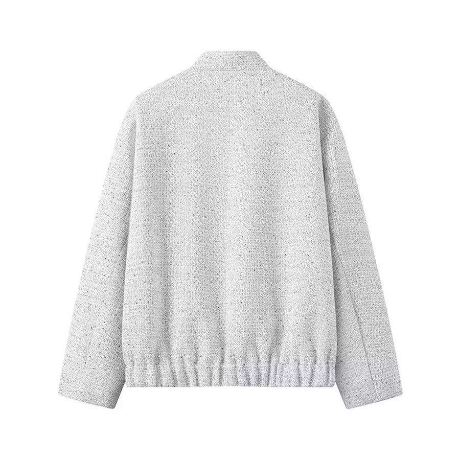 Elegant Tweed Bomber Jacket with Front Pockets Apparel and Accessories