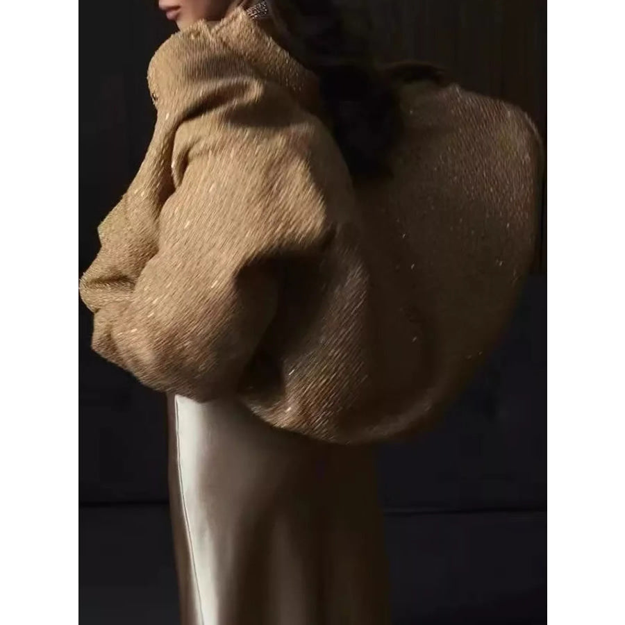 Elegant Tweed Bomber Jacket with Front Pockets Apparel and Accessories