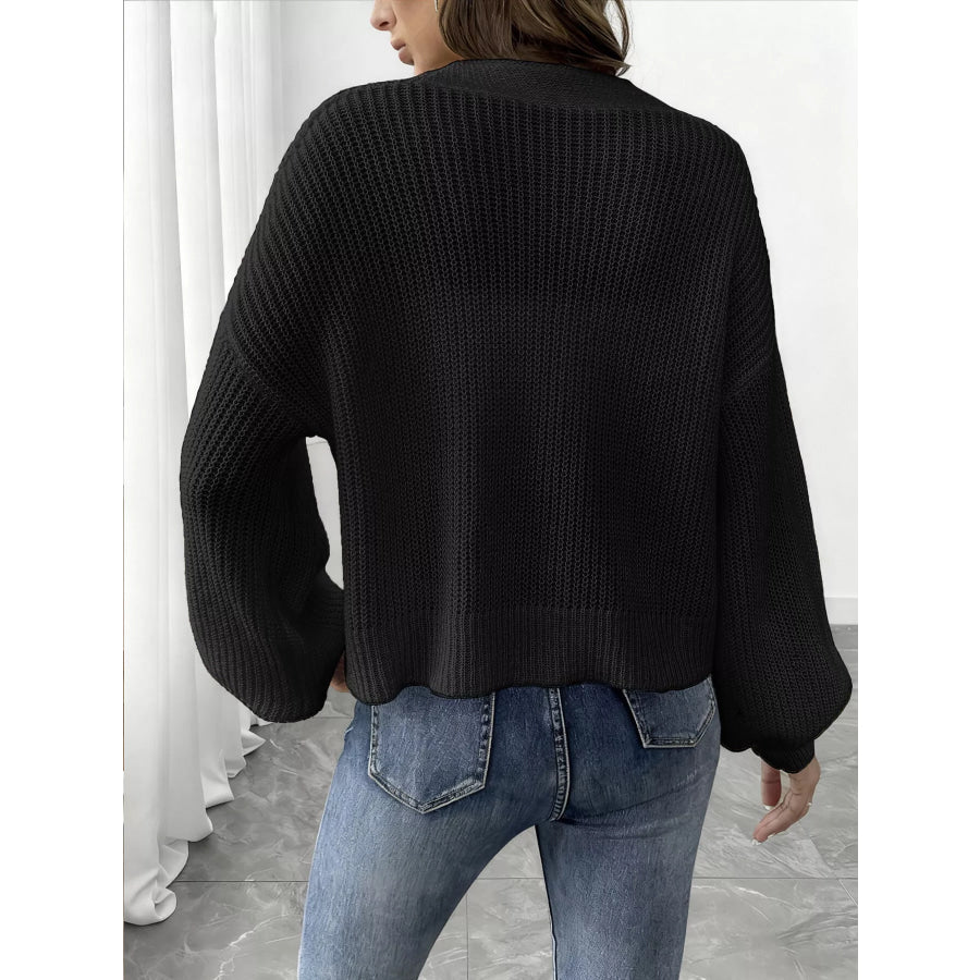 Elegant V-Neck Button-Down Ribbed Knit Cardigan Apparel and Accessories