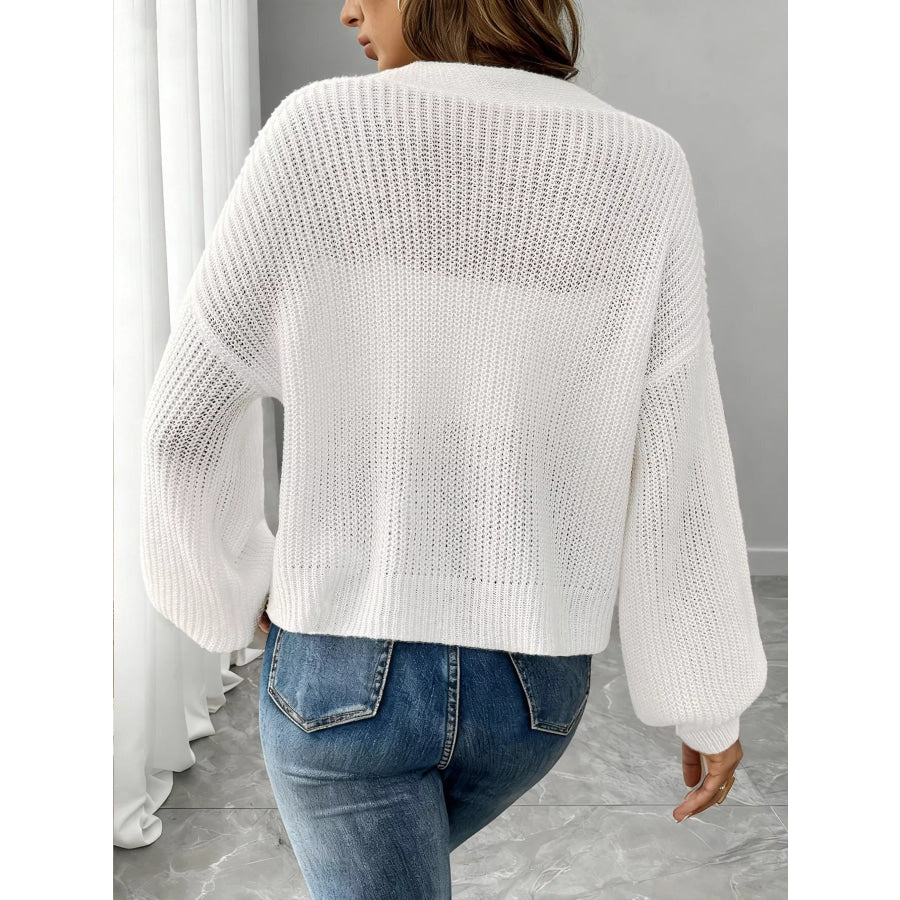 Elegant V-Neck Button-Down Ribbed Knit Cardigan Apparel and Accessories