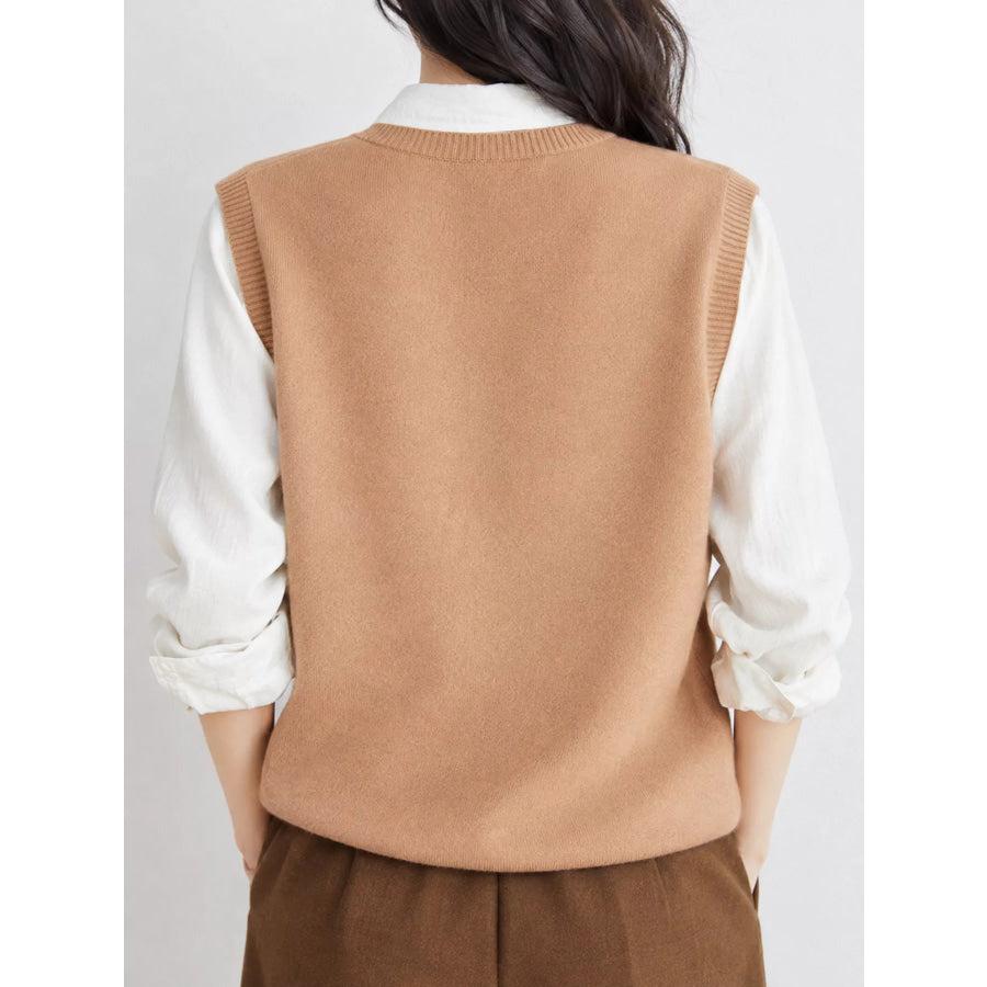 Elegant V-Neck Cropped Sweater Vest Apparel and Accessories