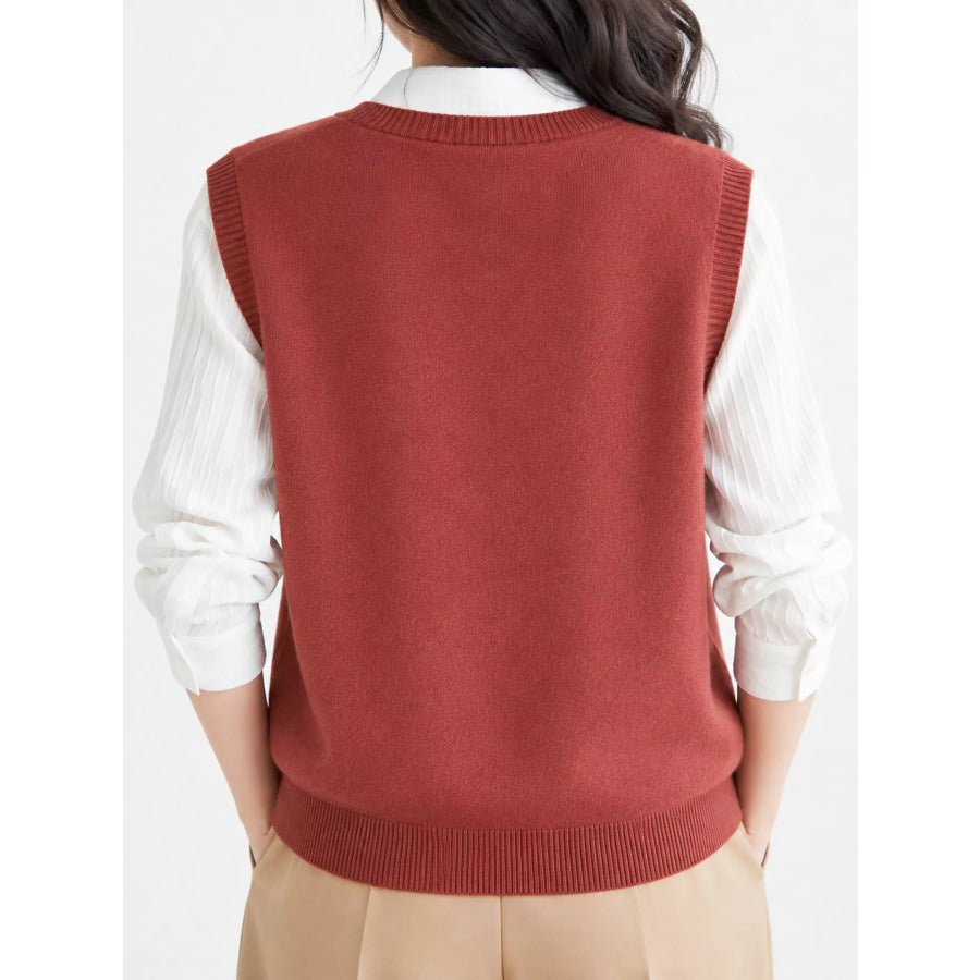 Elegant V-Neck Cropped Sweater Vest Apparel and Accessories