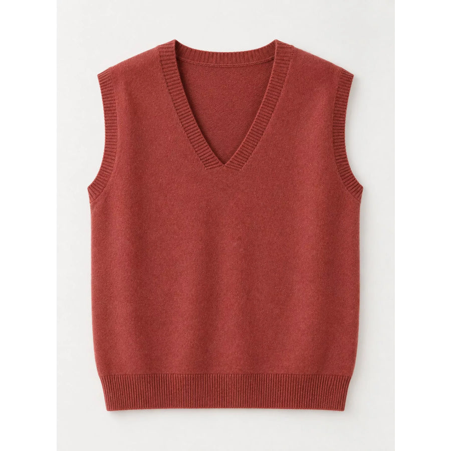 Elegant V-Neck Cropped Sweater Vest Apparel and Accessories
