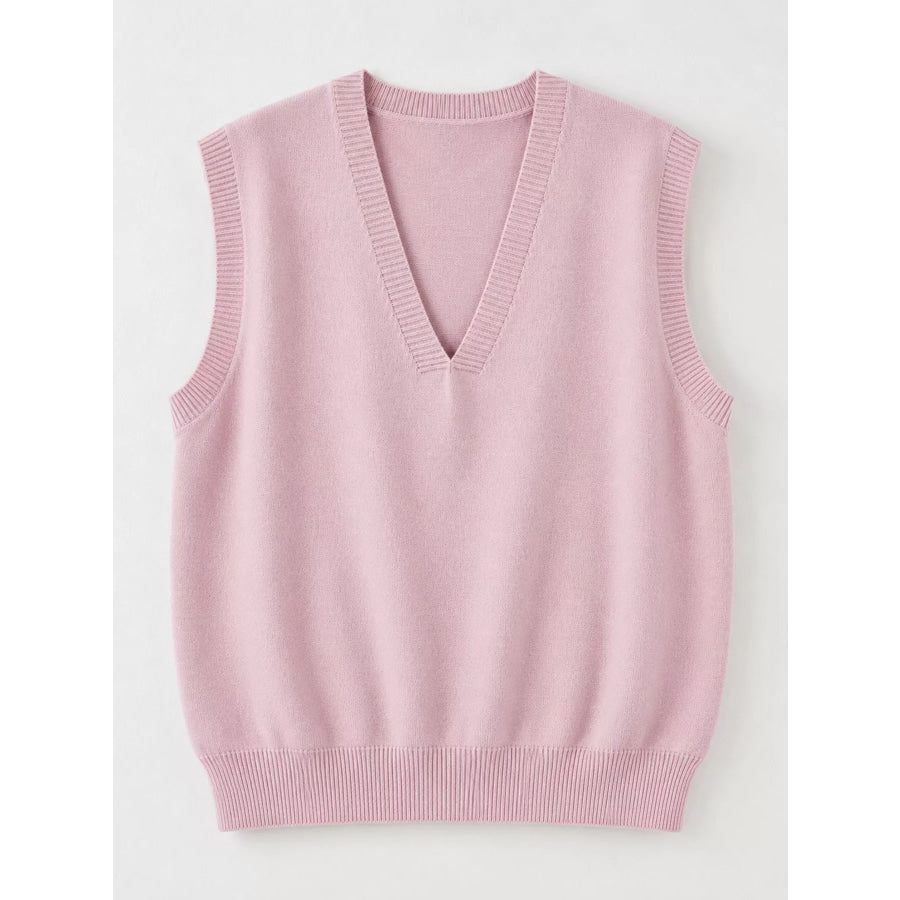Elegant V-Neck Cropped Sweater Vest Apparel and Accessories