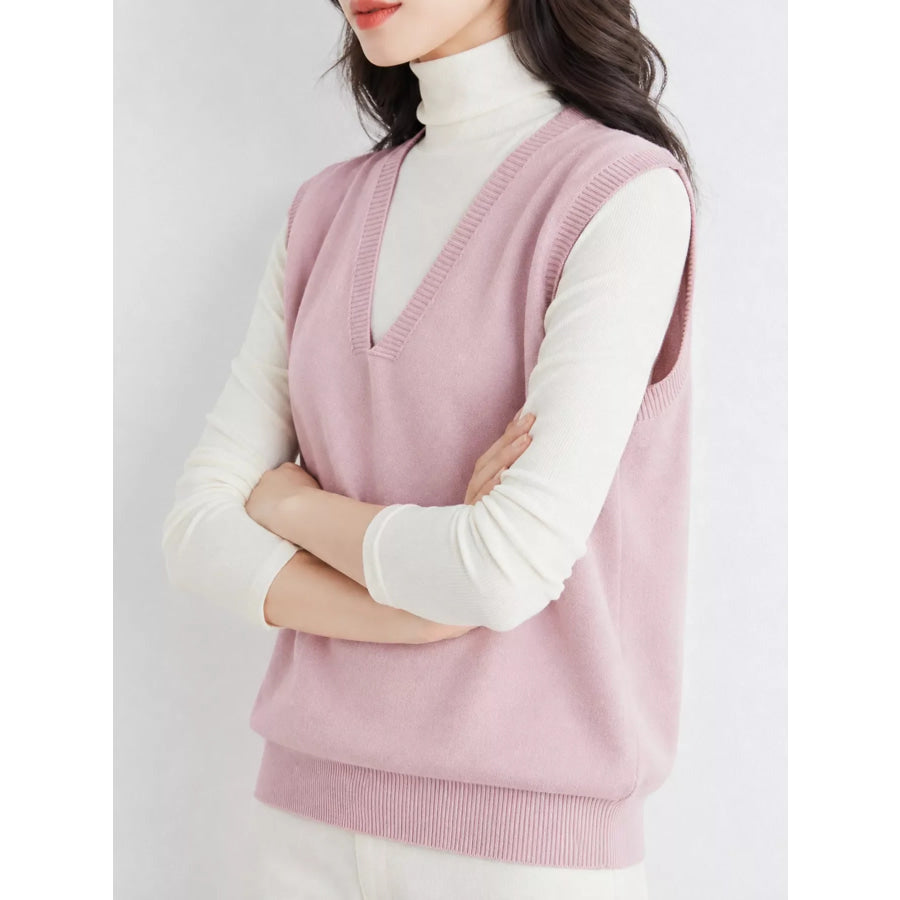 Elegant V-Neck Cropped Sweater Vest Apparel and Accessories
