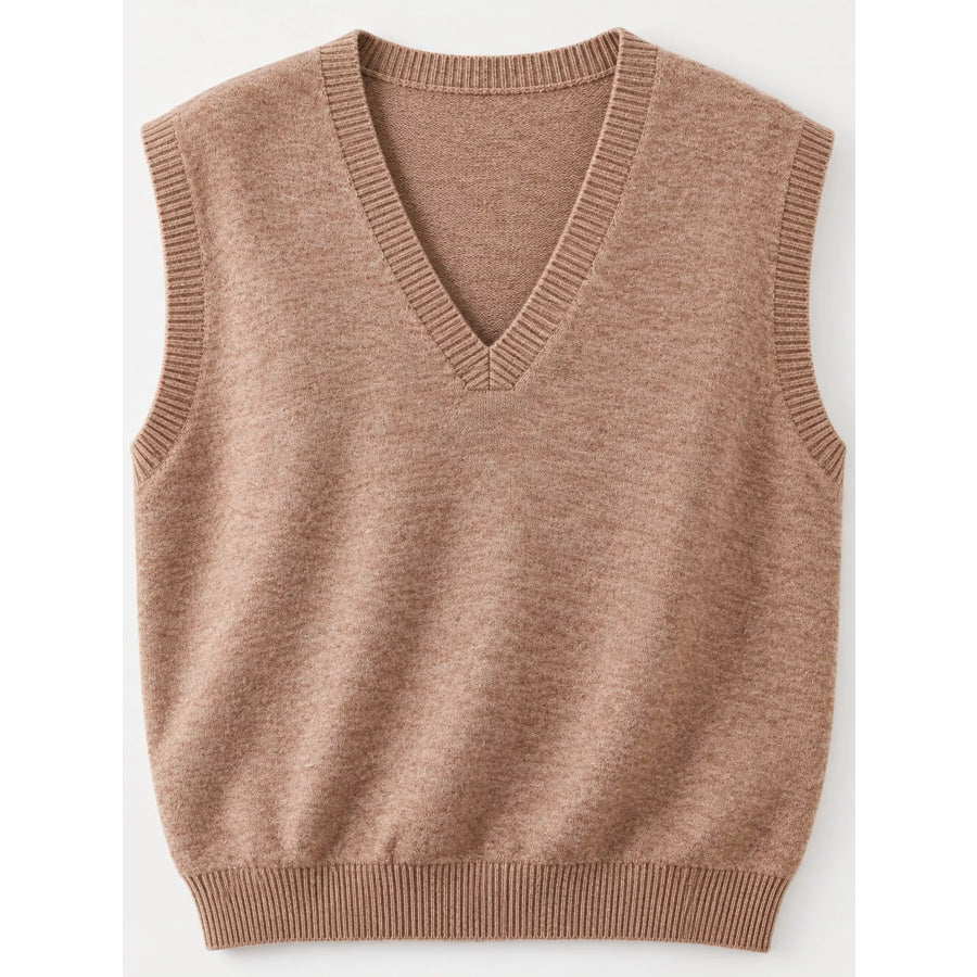 Elegant V-Neck Cropped Sweater Vest Apparel and Accessories