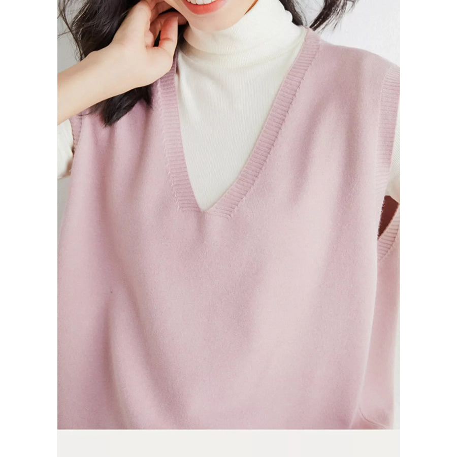 Elegant V-Neck Cropped Sweater Vest Apparel and Accessories