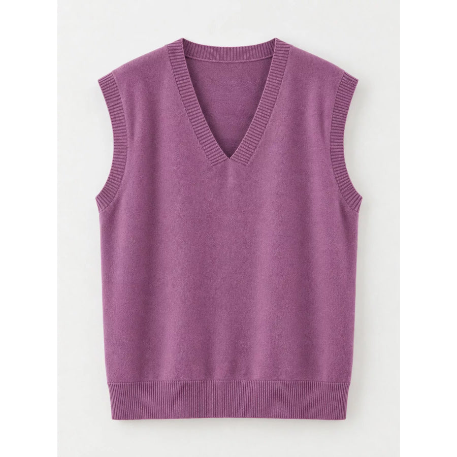 Elegant V-Neck Cropped Sweater Vest Apparel and Accessories