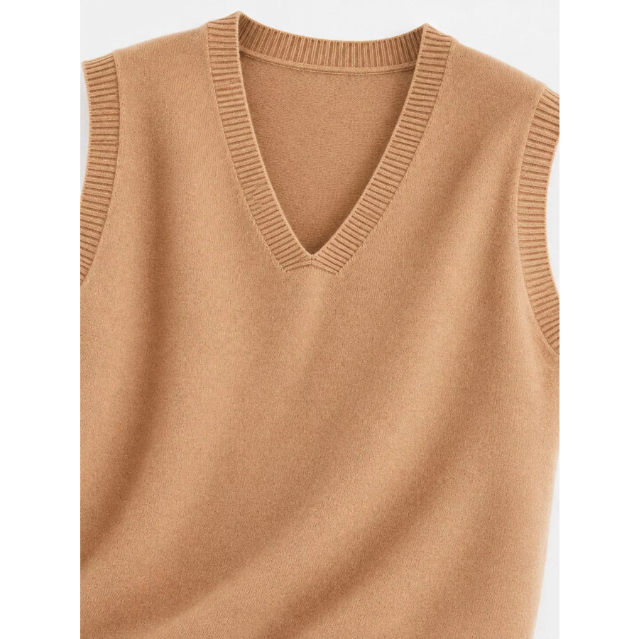 Elegant V-Neck Cropped Sweater Vest Apparel and Accessories