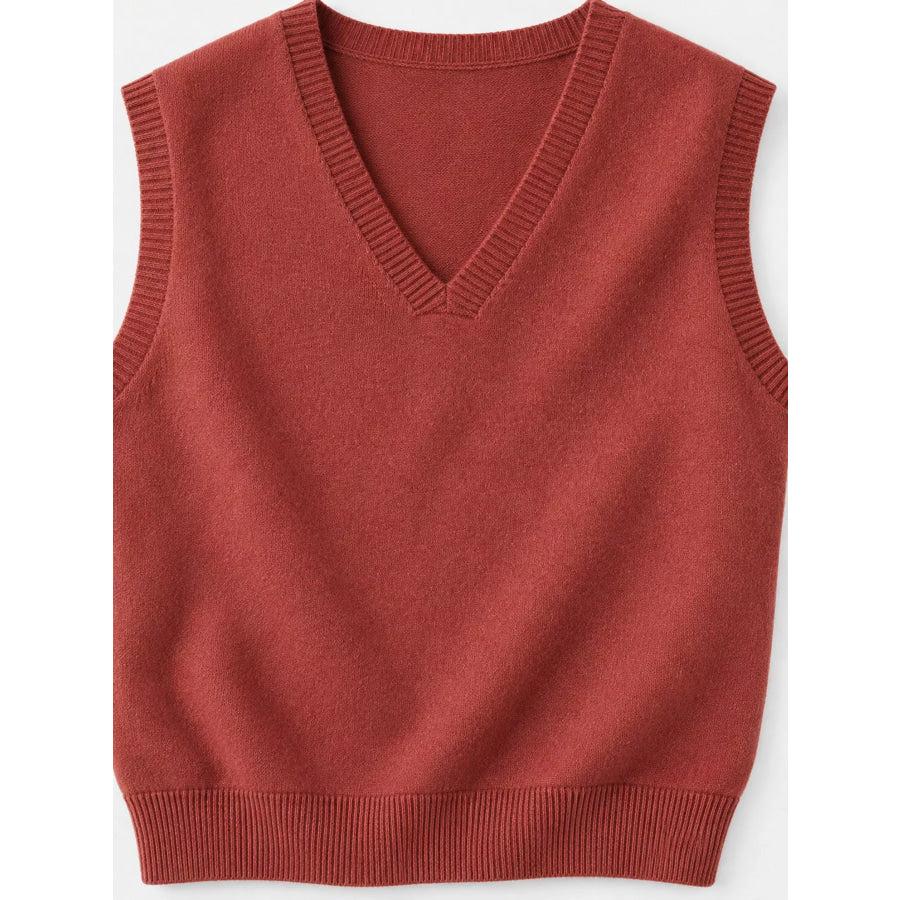 Elegant V-Neck Cropped Sweater Vest Apparel and Accessories