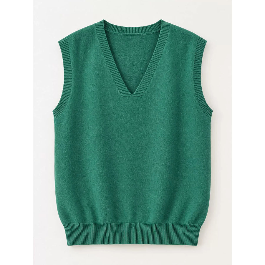 Elegant V-Neck Cropped Sweater Vest Apparel and Accessories
