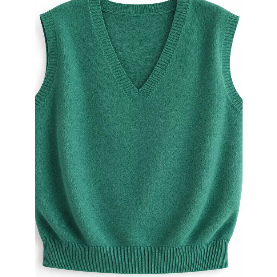 Elegant V-Neck Cropped Sweater Vest Apparel and Accessories