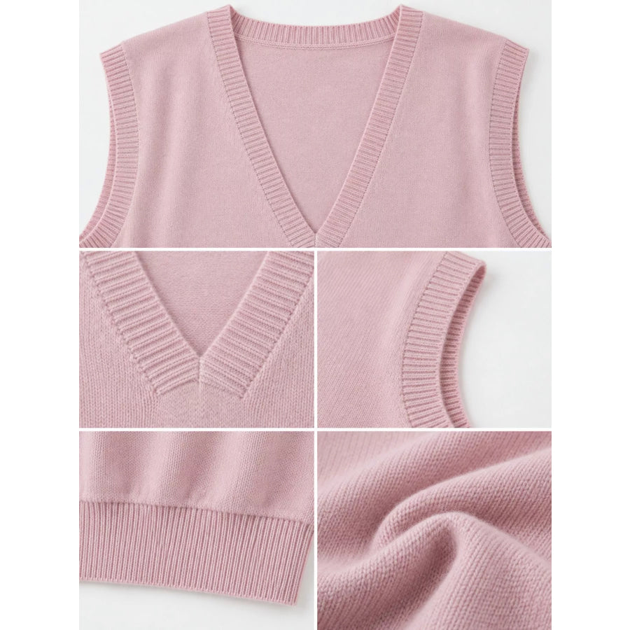 Elegant V-Neck Cropped Sweater Vest Apparel and Accessories
