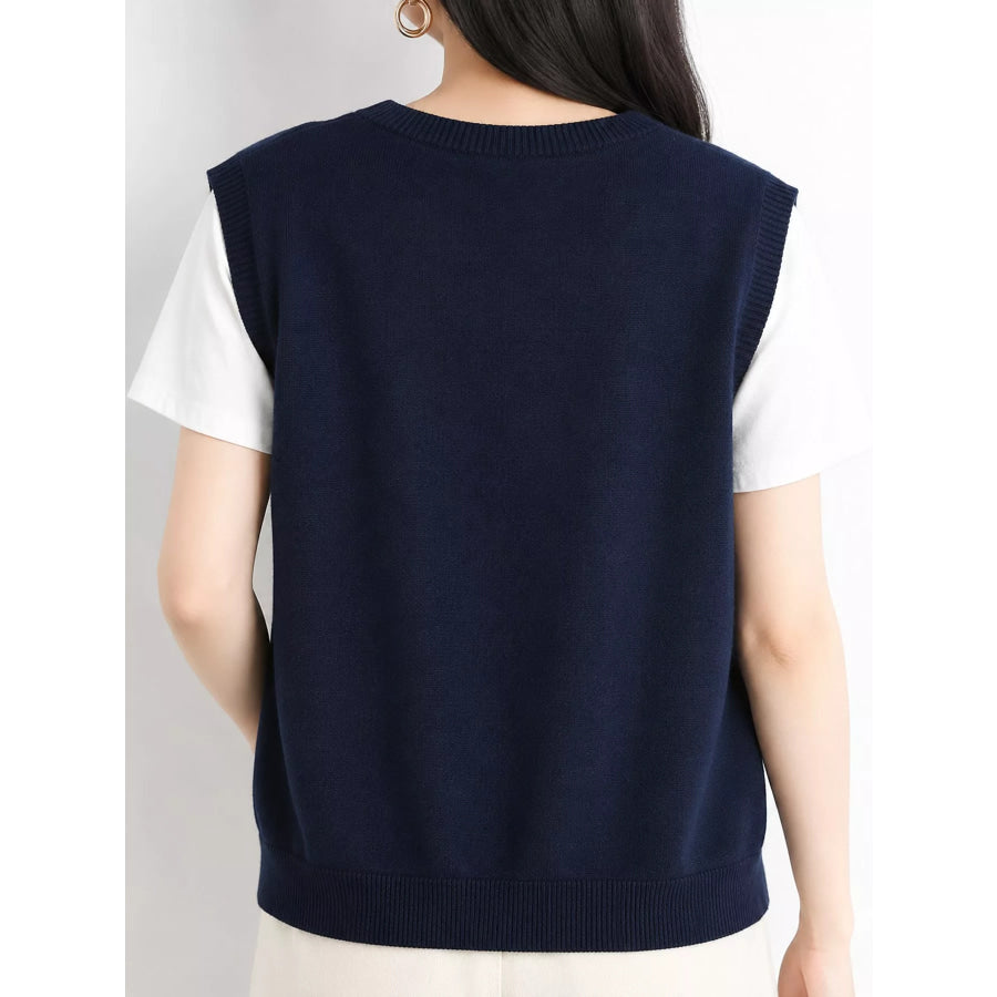 Elegant V-Neck Cropped Sweater Vest Apparel and Accessories