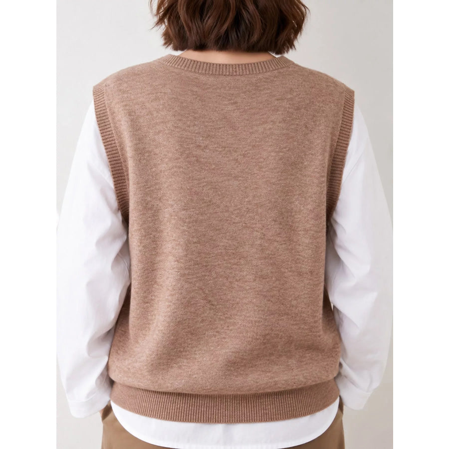 Elegant V-Neck Cropped Sweater Vest Apparel and Accessories