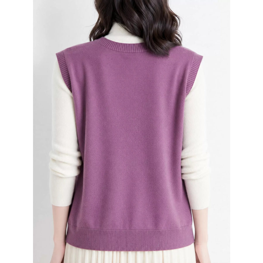 Elegant V-Neck Cropped Sweater Vest Apparel and Accessories
