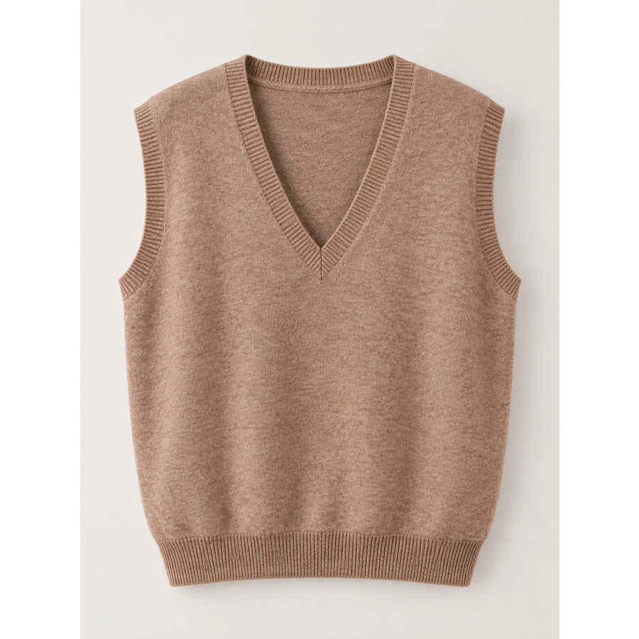 Elegant V-Neck Cropped Sweater Vest Apparel and Accessories