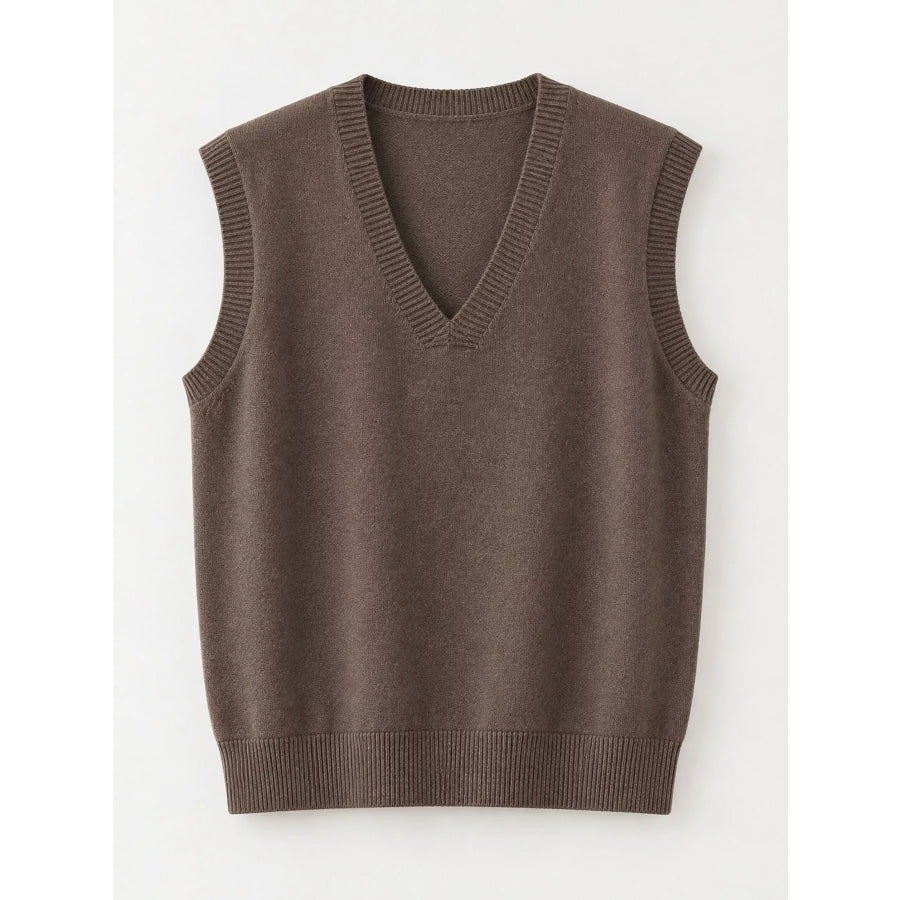 Elegant V-Neck Cropped Sweater Vest Apparel and Accessories