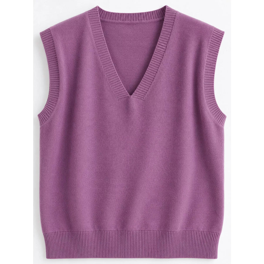 Elegant V-Neck Cropped Sweater Vest Apparel and Accessories