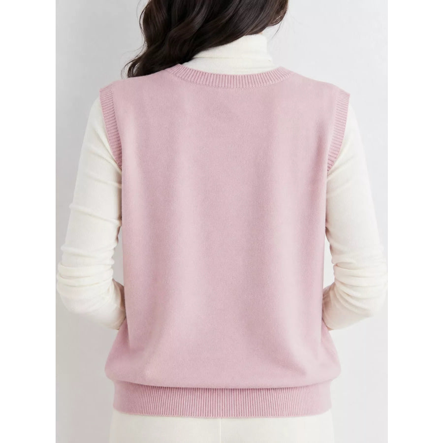 Elegant V-Neck Cropped Sweater Vest Apparel and Accessories