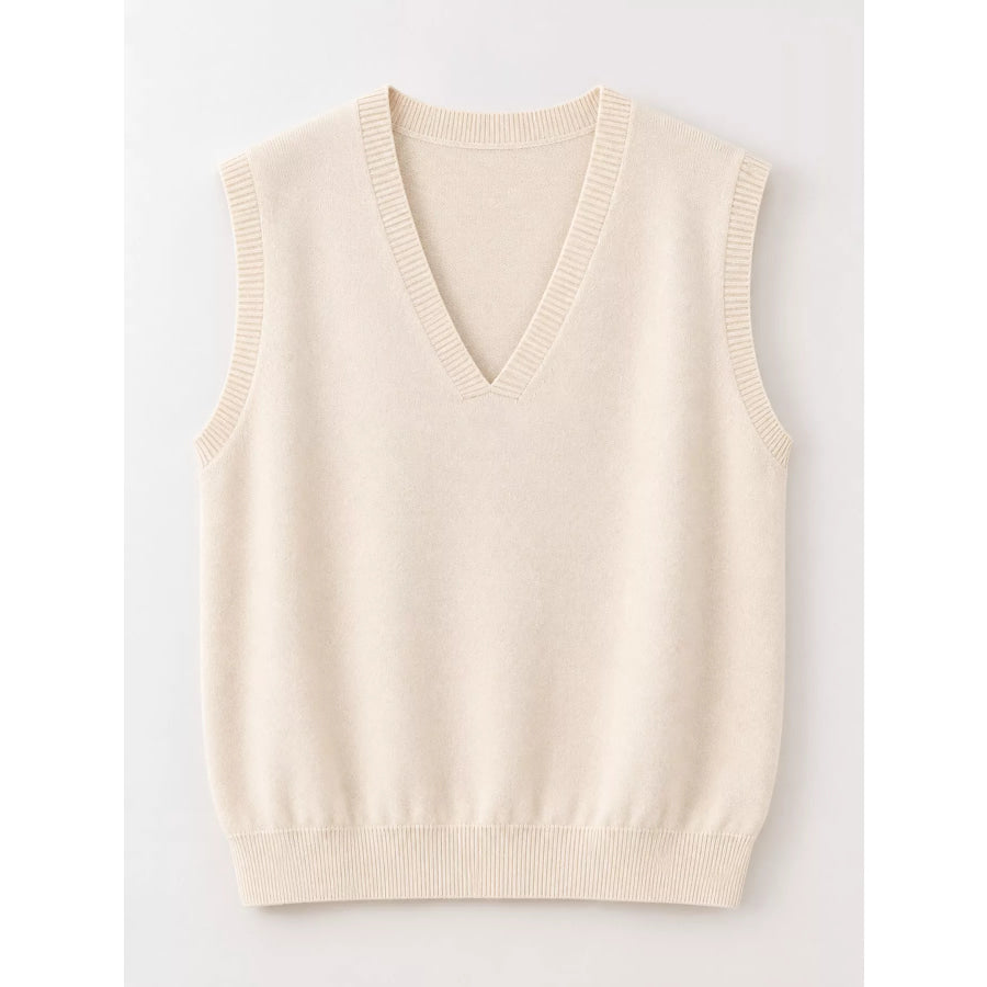Elegant V-Neck Cropped Sweater Vest Apparel and Accessories