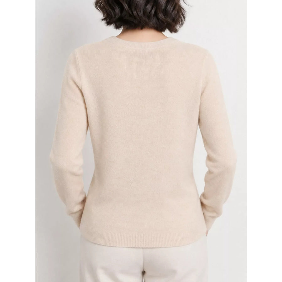 Elegant V-Neck Long Sleeve Soft Knit Top Apparel and Accessories
