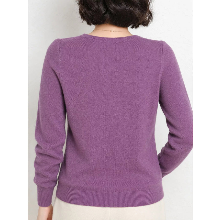 Elegant V-Neck Long Sleeve Soft Knit Top Apparel and Accessories