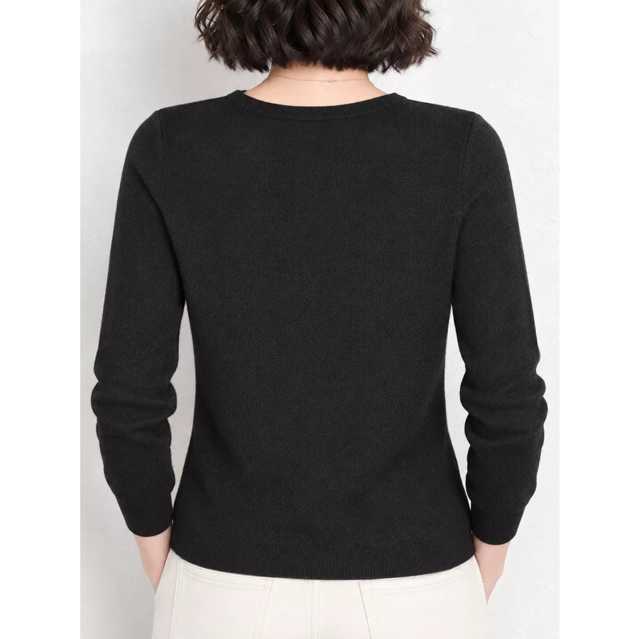Elegant V-Neck Long Sleeve Soft Knit Top Apparel and Accessories