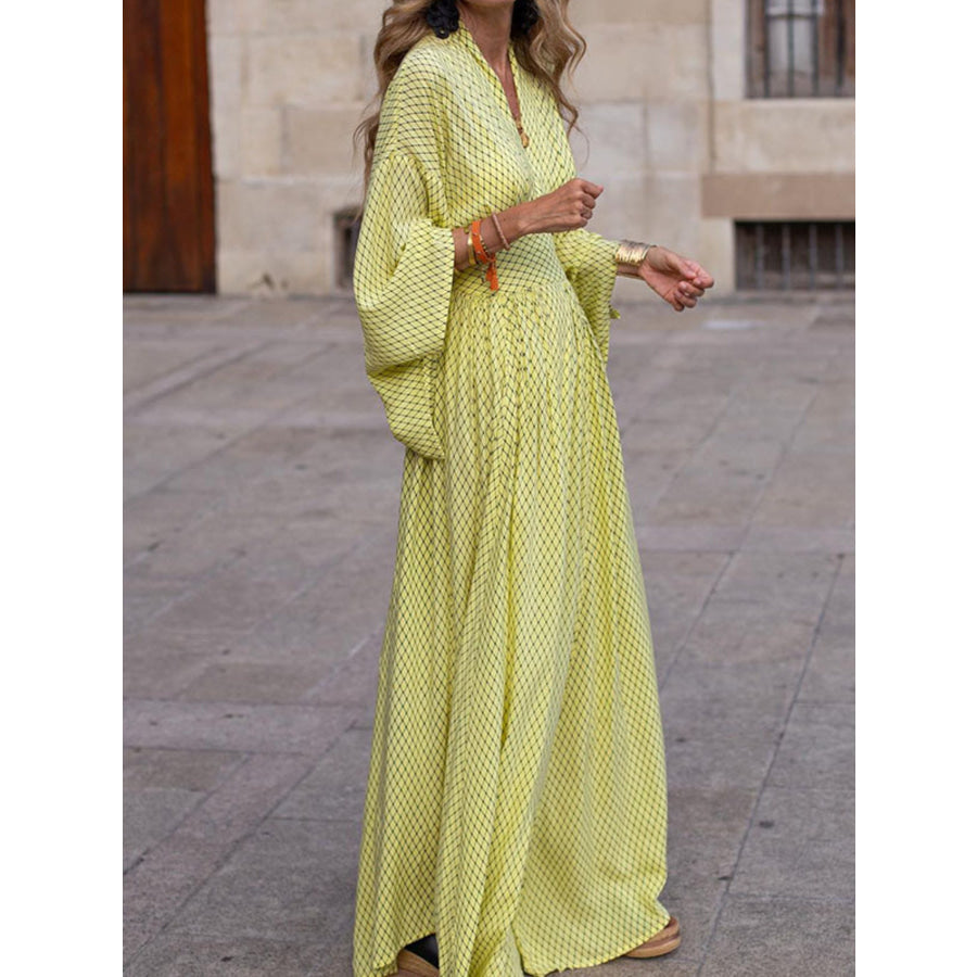 Elegant V-Neck Maxi Dress with Flowy Sleeves Apparel and Accessories