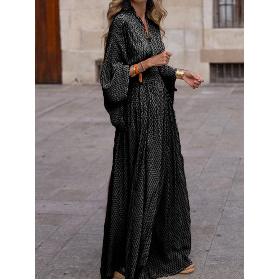 Elegant V-Neck Maxi Dress with Flowy Sleeves Black / S Apparel and Accessories