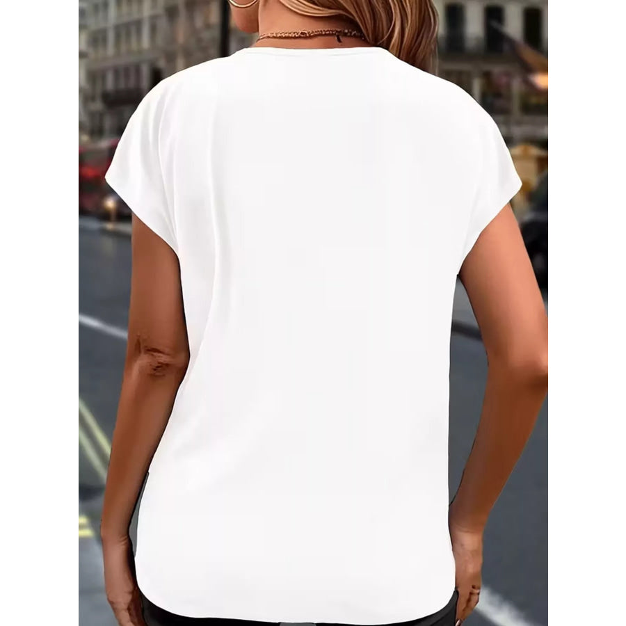 Elegant V-Neck Ruffle Trim Button-Down Shirt Apparel and Accessories