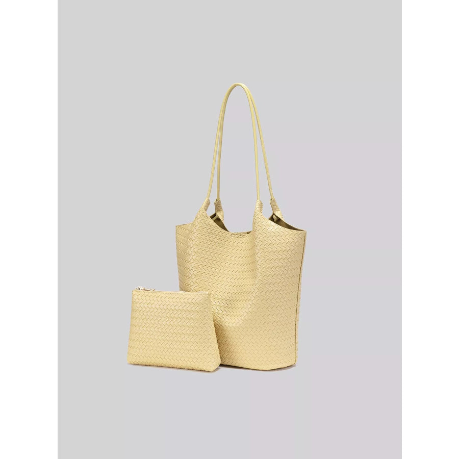 Elegant Woven Texture Tote Handbag Yellow / onesize Apparel and Accessories