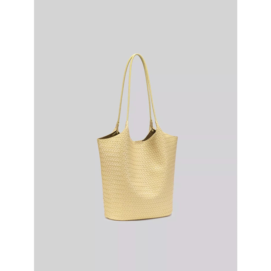 Elegant Woven Texture Tote Handbag Yellow / onesize Apparel and Accessories