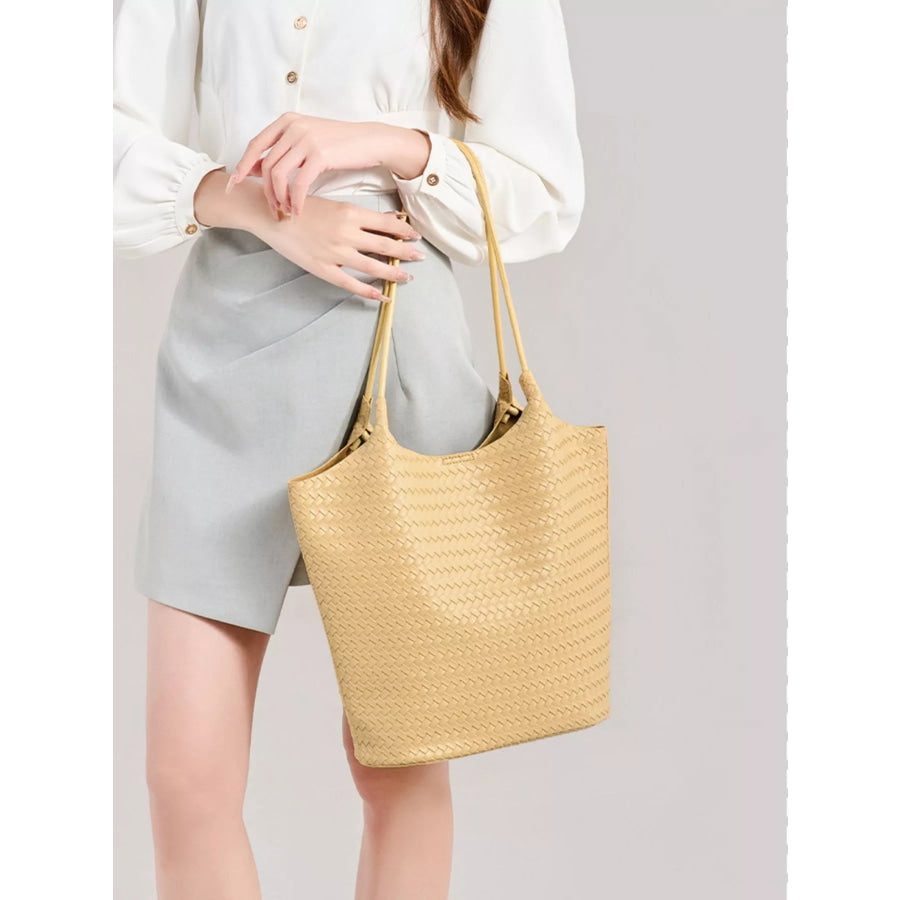 Elegant Woven Texture Tote Handbag Yellow / onesize Apparel and Accessories