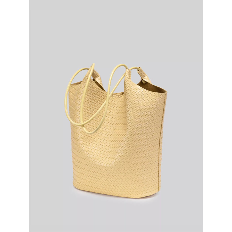 Elegant Woven Texture Tote Handbag Yellow / onesize Apparel and Accessories