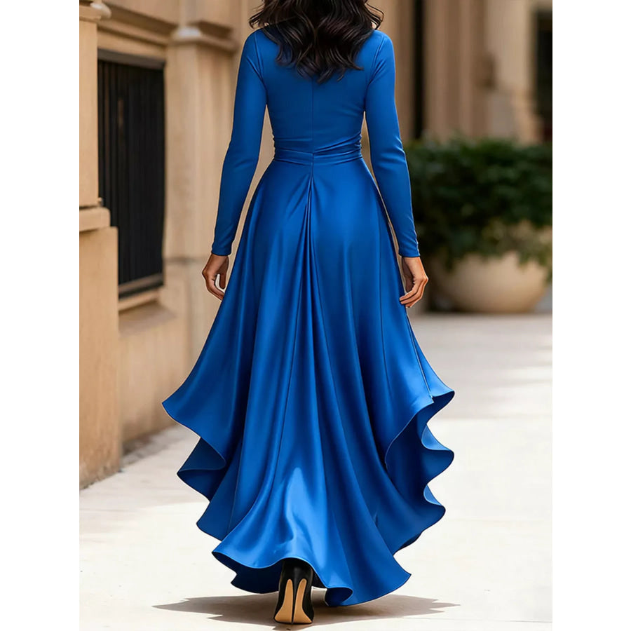 Elegant Wrap Dress with Ruffled Hem Apparel and Accessories