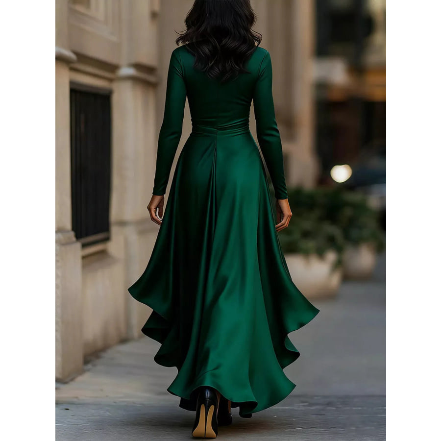 Elegant Wrap Dress with Ruffled Hem Apparel and Accessories