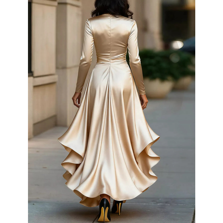 Elegant Wrap Dress with Ruffled Hem Apparel and Accessories