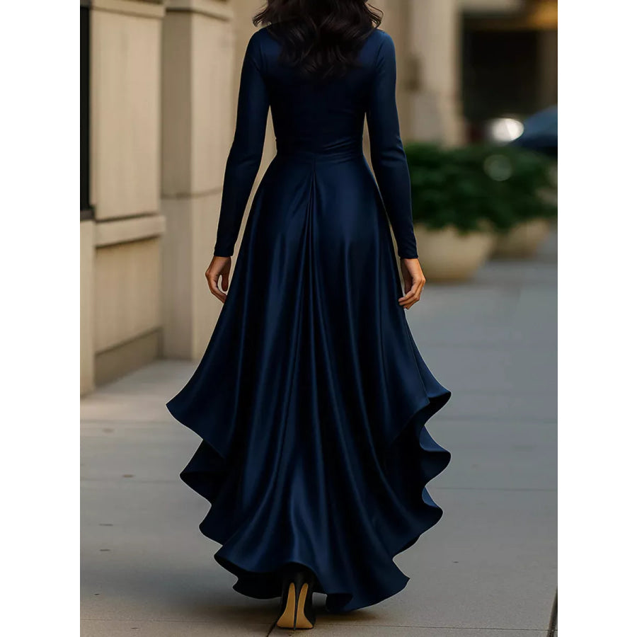 Elegant Wrap Dress with Ruffled Hem Apparel and Accessories