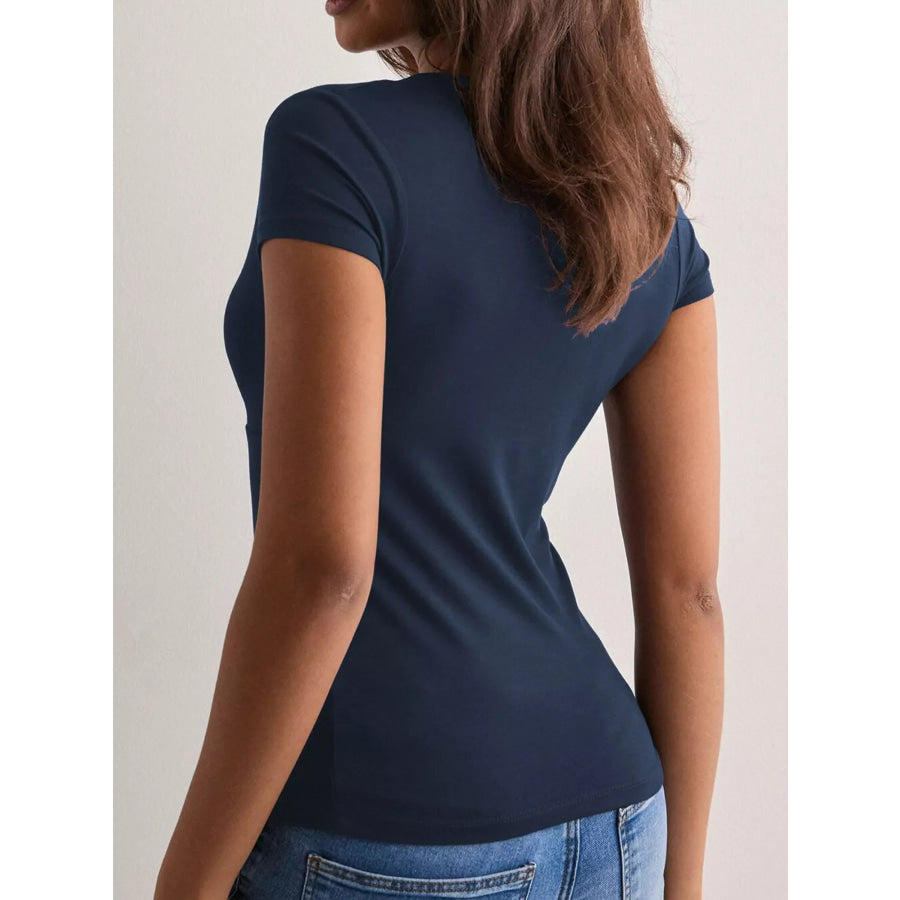 Elegant Wrap V-Neck Slim Fit T-Shirt Apparel and Accessories