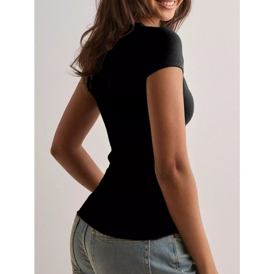 Elegant Wrap V-Neck Slim Fit T-Shirt Apparel and Accessories
